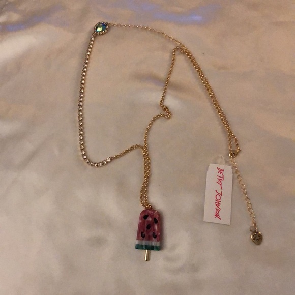Betsey Johnson Gold Tone Watermelon Popsicle Pendant Necklace Cup Chain NWT - Picture 12 of 16